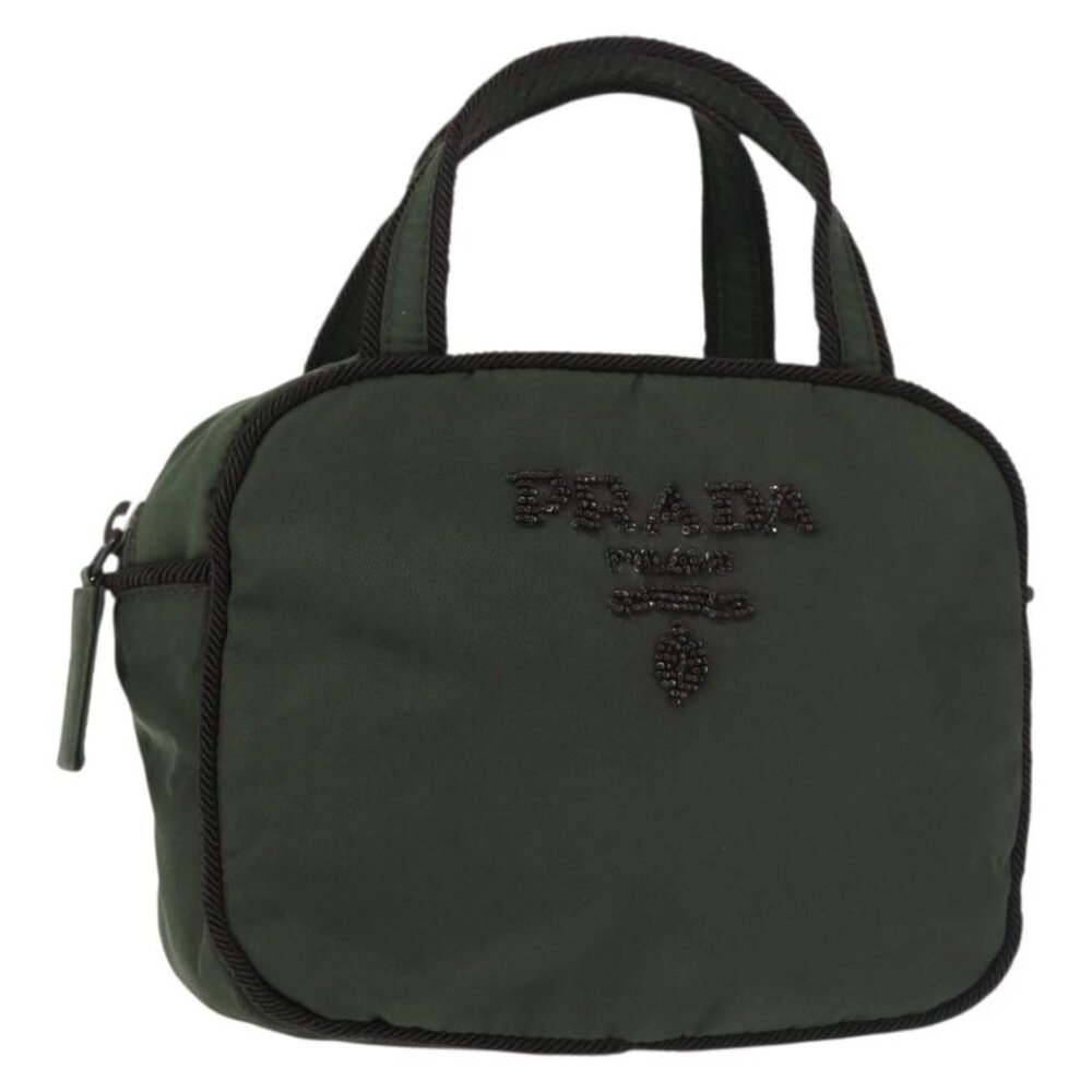 PRADA Hand Bag Nylon Khaki Auth bs29457